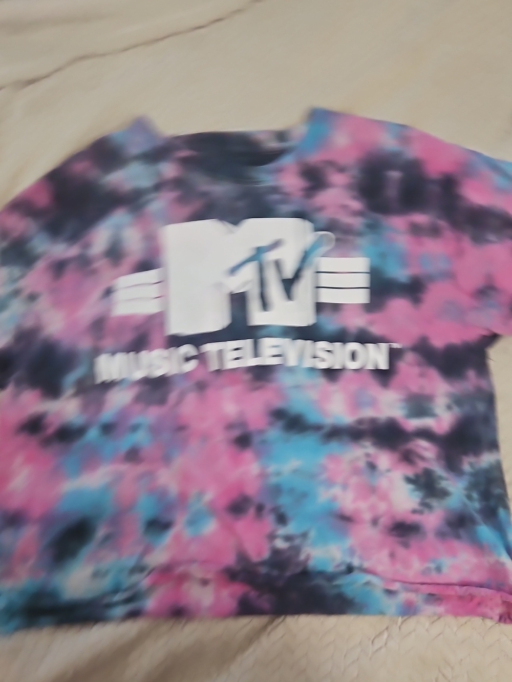 MTV Tie-Dye Kids Tee in Pink, Blue & Black